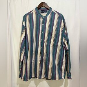 Vintage USA Striped Button Up Shirt XL Oversized 90s Multi Color